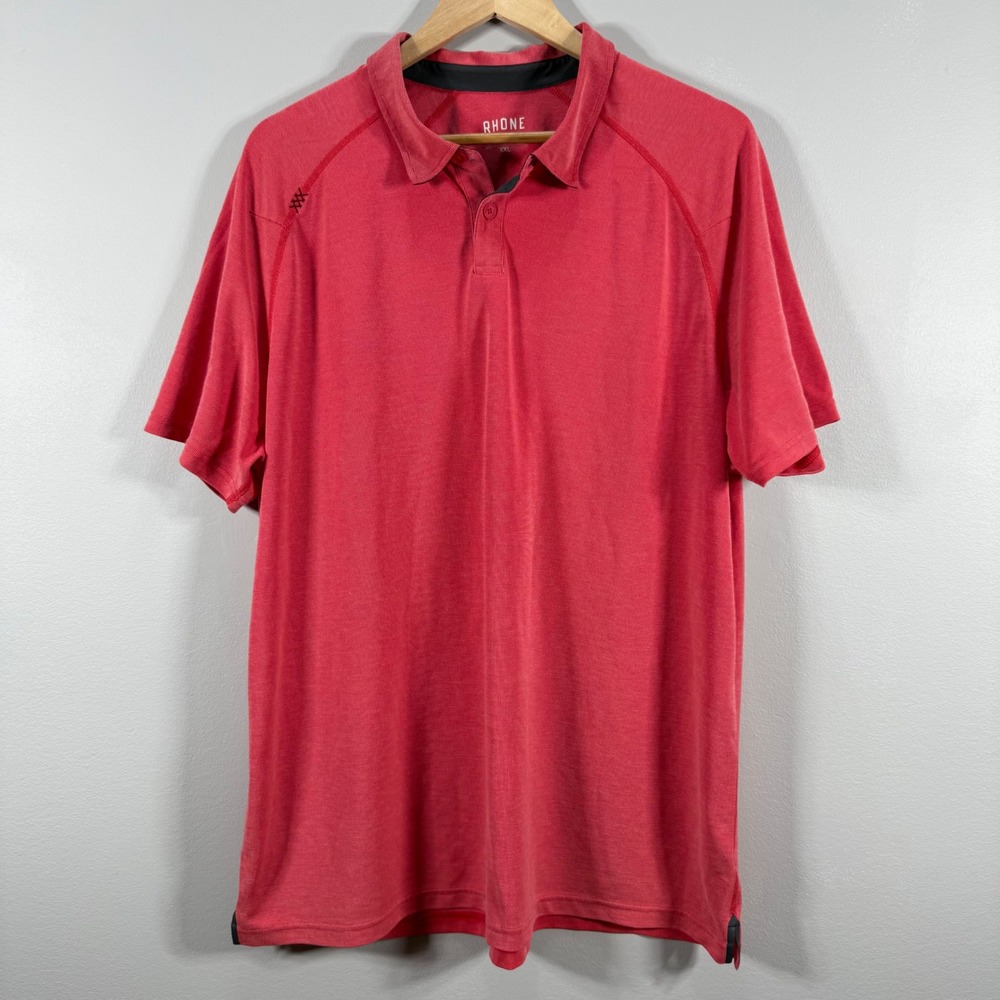 Rhone Delta Pique Embroidered Logo Polo Shirt Red - Size XXL